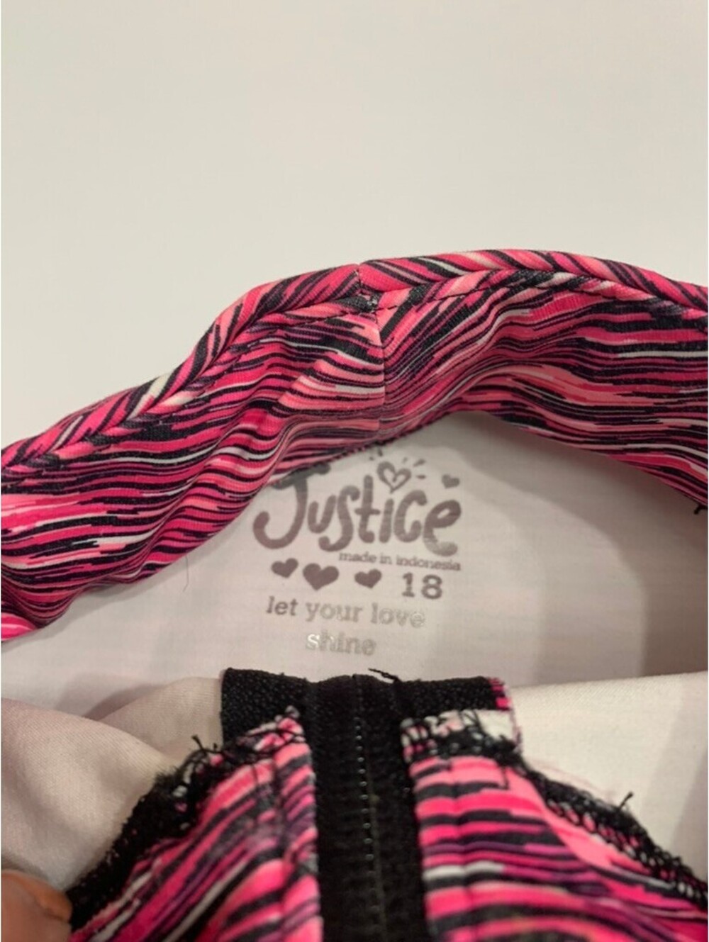 Justice Girls Activewear Quarter Zip Pullover Pink and Black Size 18 Altered - Picture 3 of 10